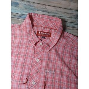 Simms Fishing Products Men's XL Long Sleeve Button-Down Shirt Pink Plaid